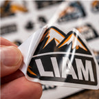 Close-up showing the glossy durable vinyl quality of a custom sticker