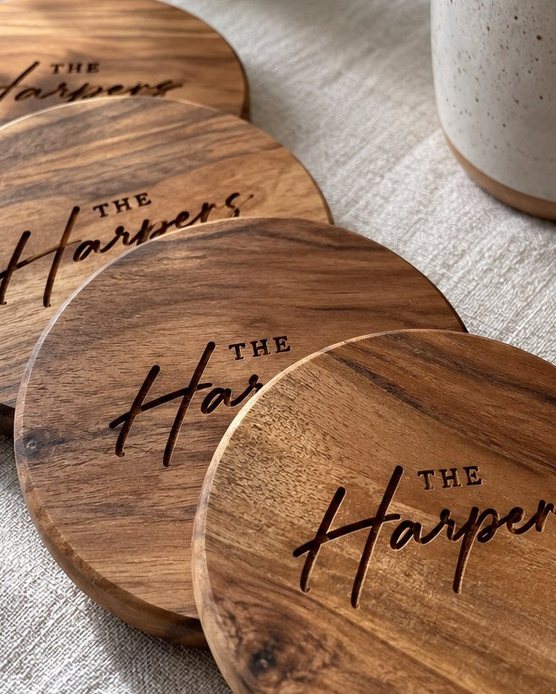 Personalised Timber Coaster Set