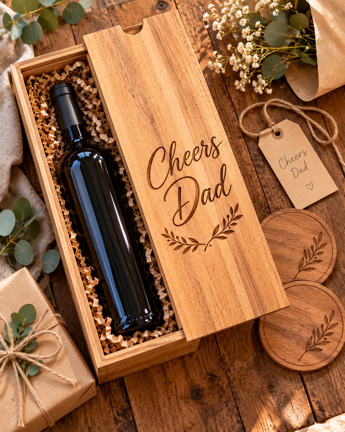 Engraved Timber Wine Gift Box