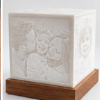 Unlit side view showing the 3D lithophane photo relief